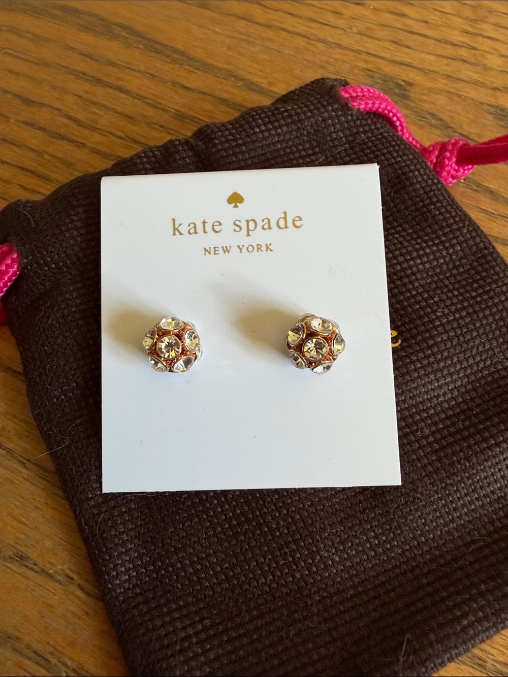kate spade kids gold and crystal cluster stud earrings